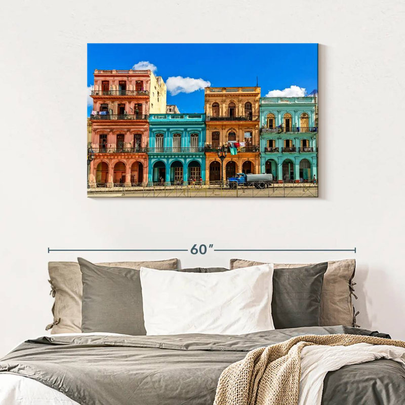 Lilie maisons cubaines multicolores, H 30 po x l 45 po