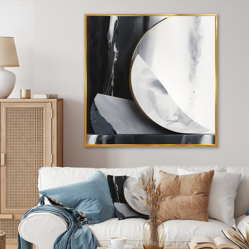«Black and Gold Harmony Of Marble II», reproduction sur toile abstraite en marbre, H 16 po x l 16 po x P 1 po