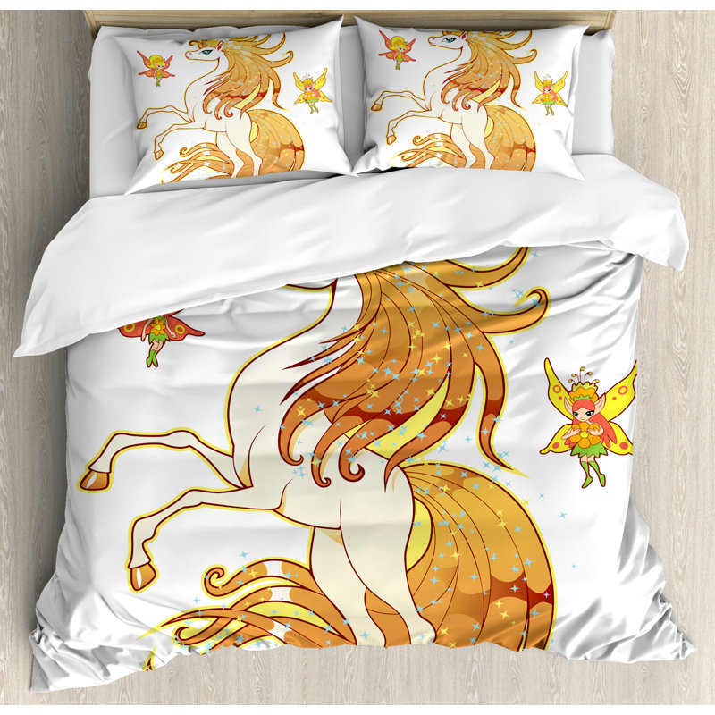 Ensemble de housse de couette à poils lumineux exquis Unicorn, Très grand