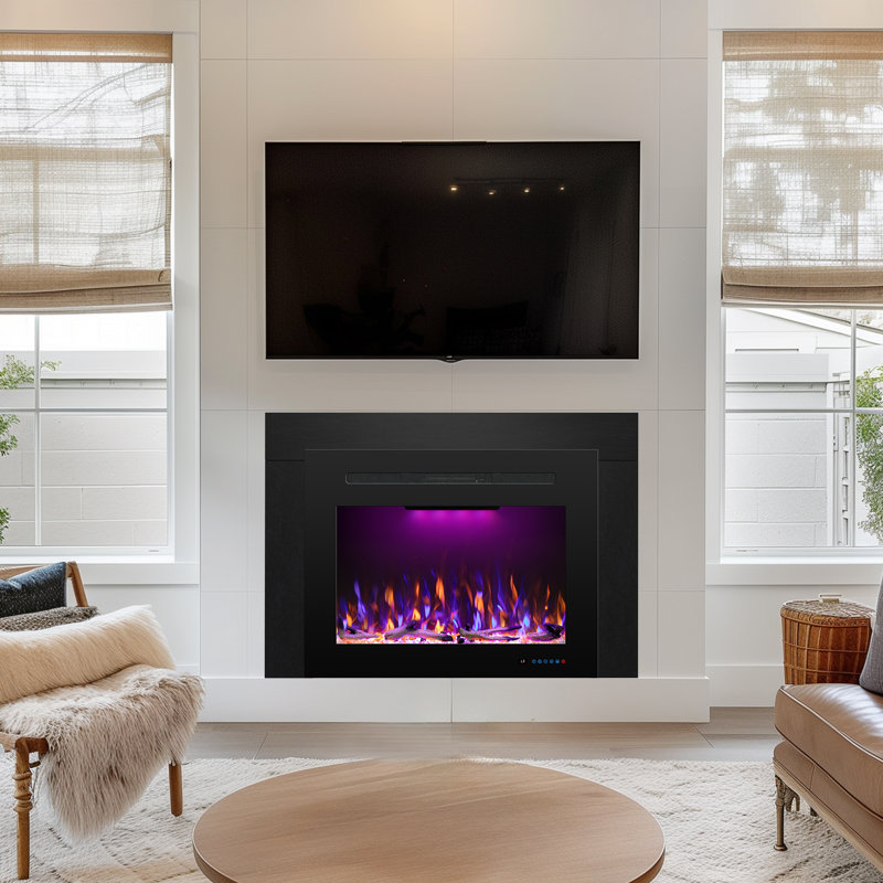 Aeric Electric Fireplace Insert With Trim Kit, 26.59"H x 44.55"W x 8.24"D