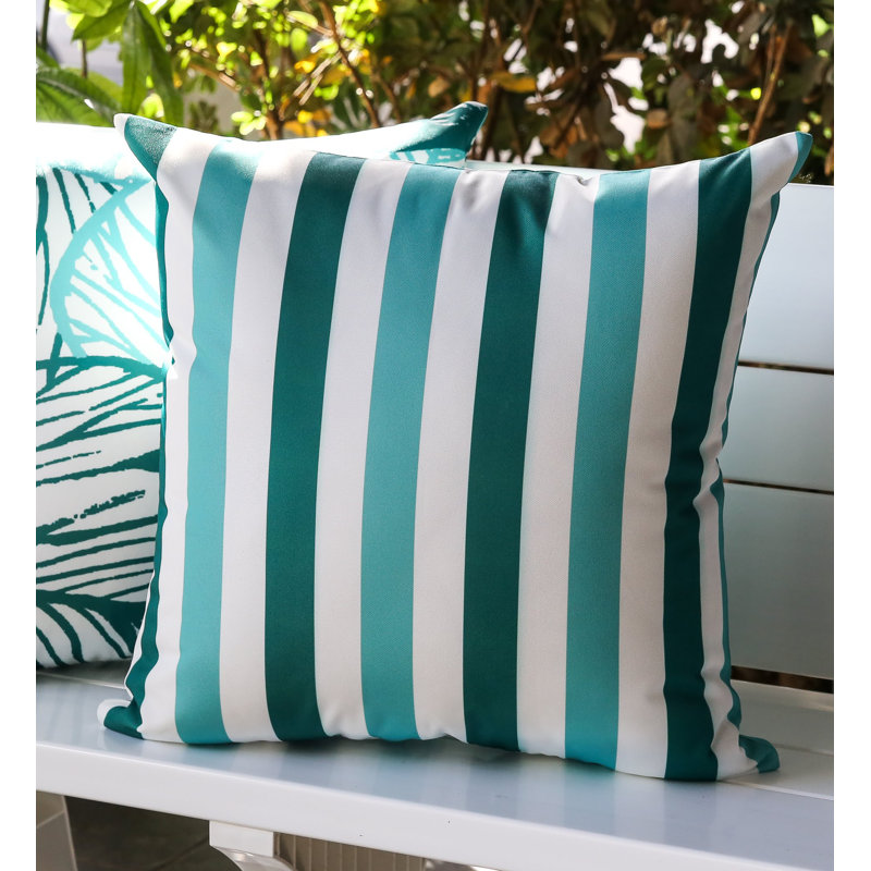 Striped Outdoor Throw Pillow, Green