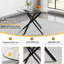 Ensemble de table à manger ronde 5 pièces pour 4 personnes, table de cuisine ronde en verre de 91 cm avec base en métal en forme de X et 4 chaises capitonnées en velours (ensemble de 5)-653396157-653396807