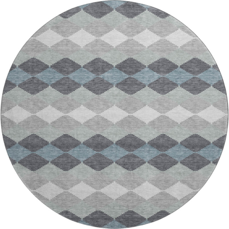 Premium Machine Washable Laclede AMF1007 Geometric Rug, Round 8'
