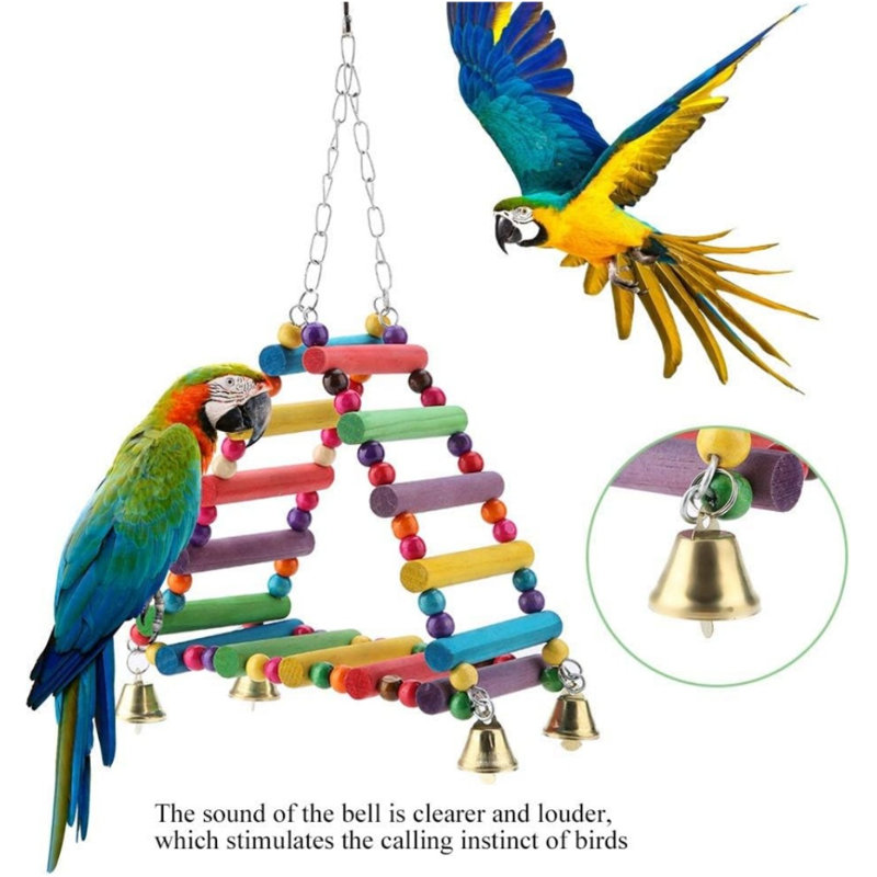 Wooden Rainbow Bird Perch/Hammock/Swing