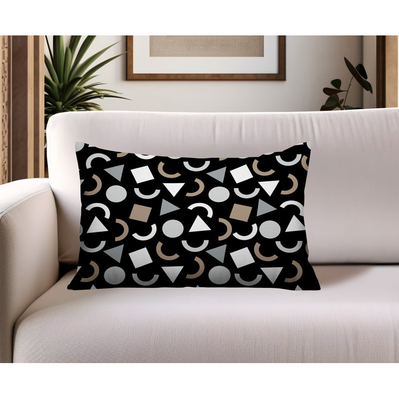 Coussin lombaire réversible intérieur / extérieur Lunko, Rectangle H 18 po x l 25 po, Noir