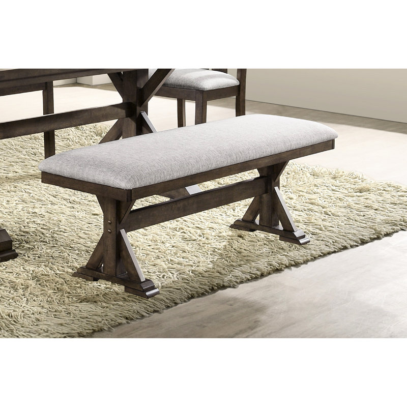 Banc contemporain rembourré brun pour salle à manger, design rustique, 53,4 po x 16 po 18,7 po, siège confortable avec assise de 18,7 po