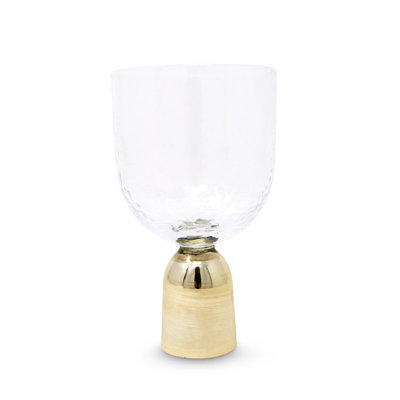 6 Pc Hammered Water Glasses on Gold Pedestal