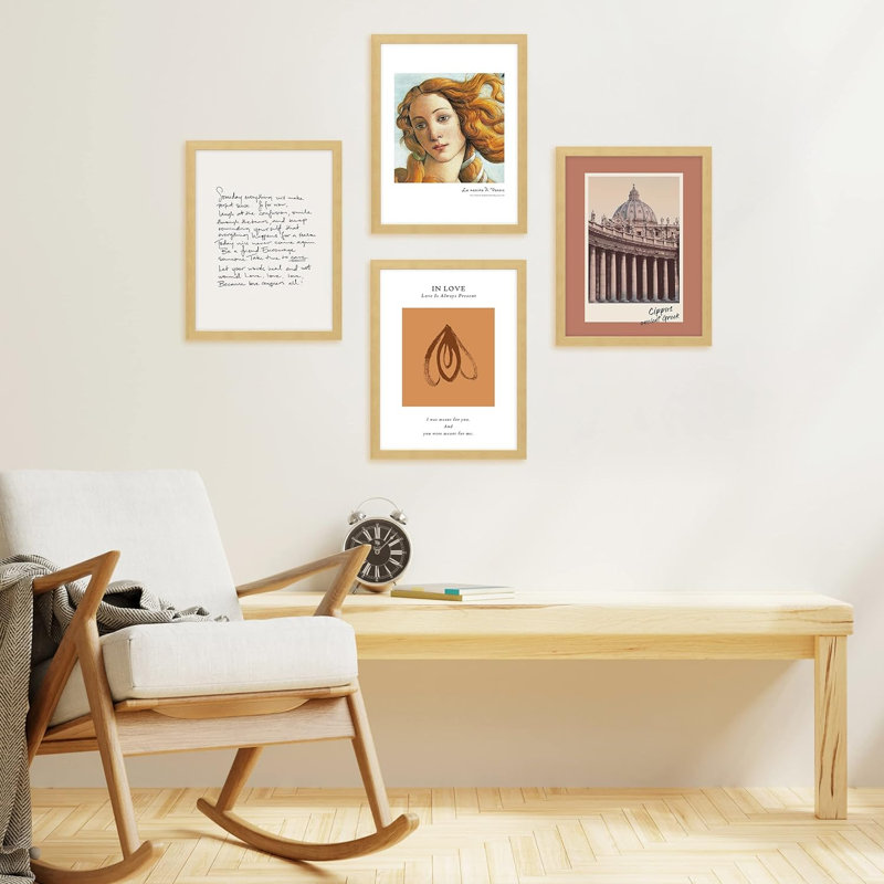 La naissance de Vénus, typographie encadrée sur papier, impression de 4 pièces, Brun