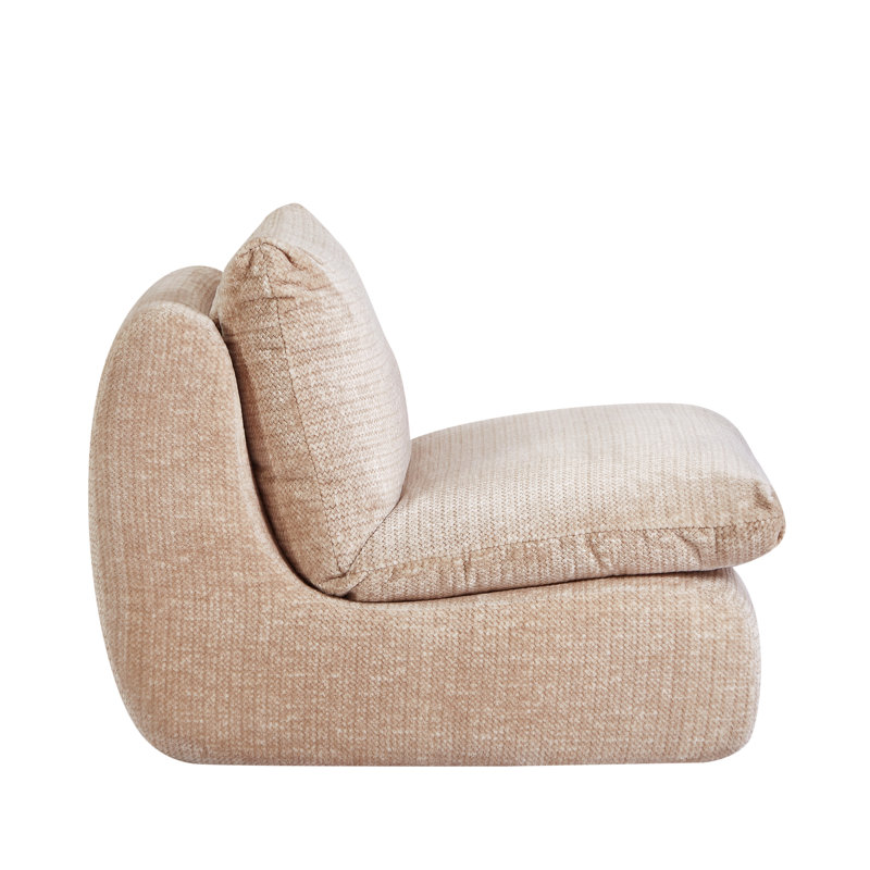 Full Compression Armless Chair, Cream Corduroy