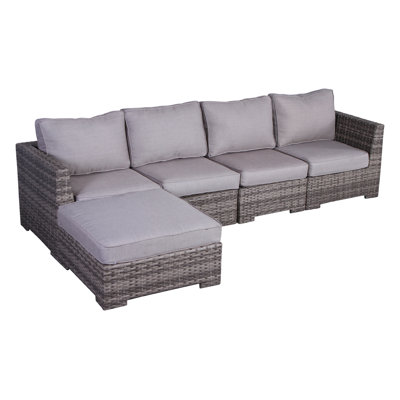 Caron 122'' High-Density Polyethylene (HDPE) Wicker Outdoor Patio Sectional