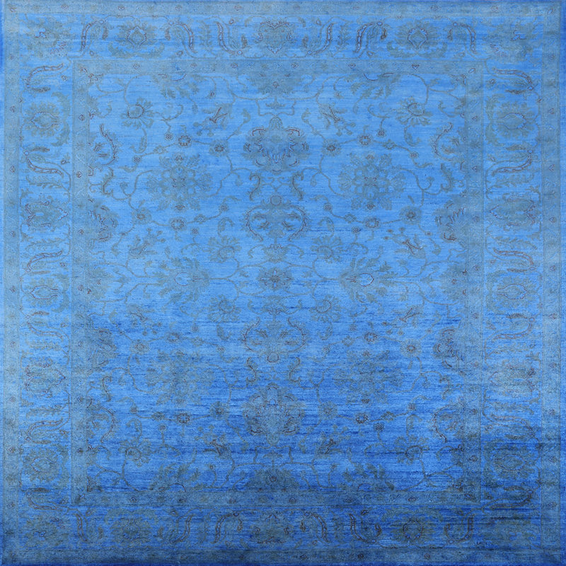 Tapis oriental bleu / gris Hysell, Carré 4 pi