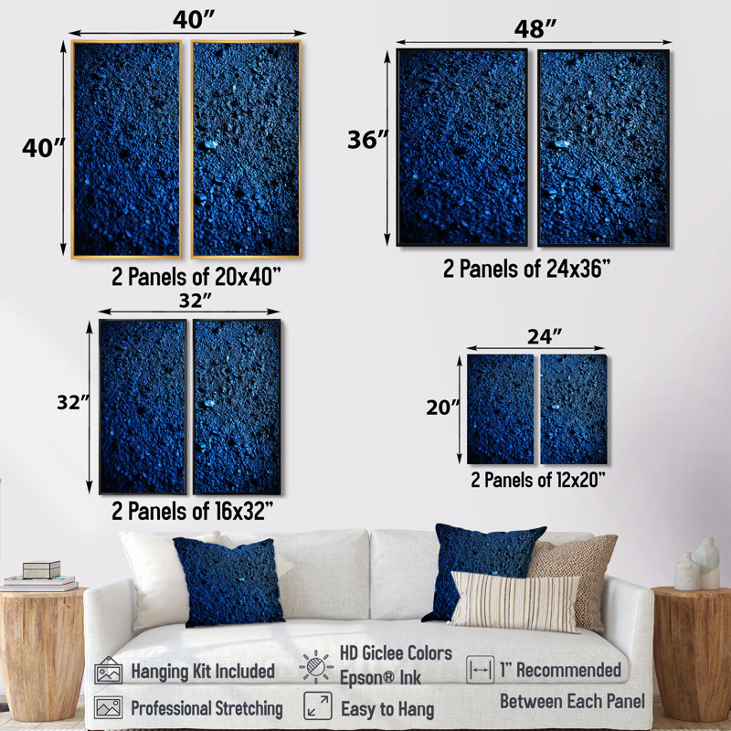 Abstrait bleu profond euphorie - décoration murale bleue, Noir, H 36 po x l 48 po, Impression encadrée flottante