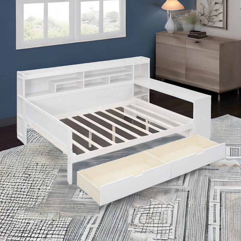 Lit de jour double en bois, Blanc