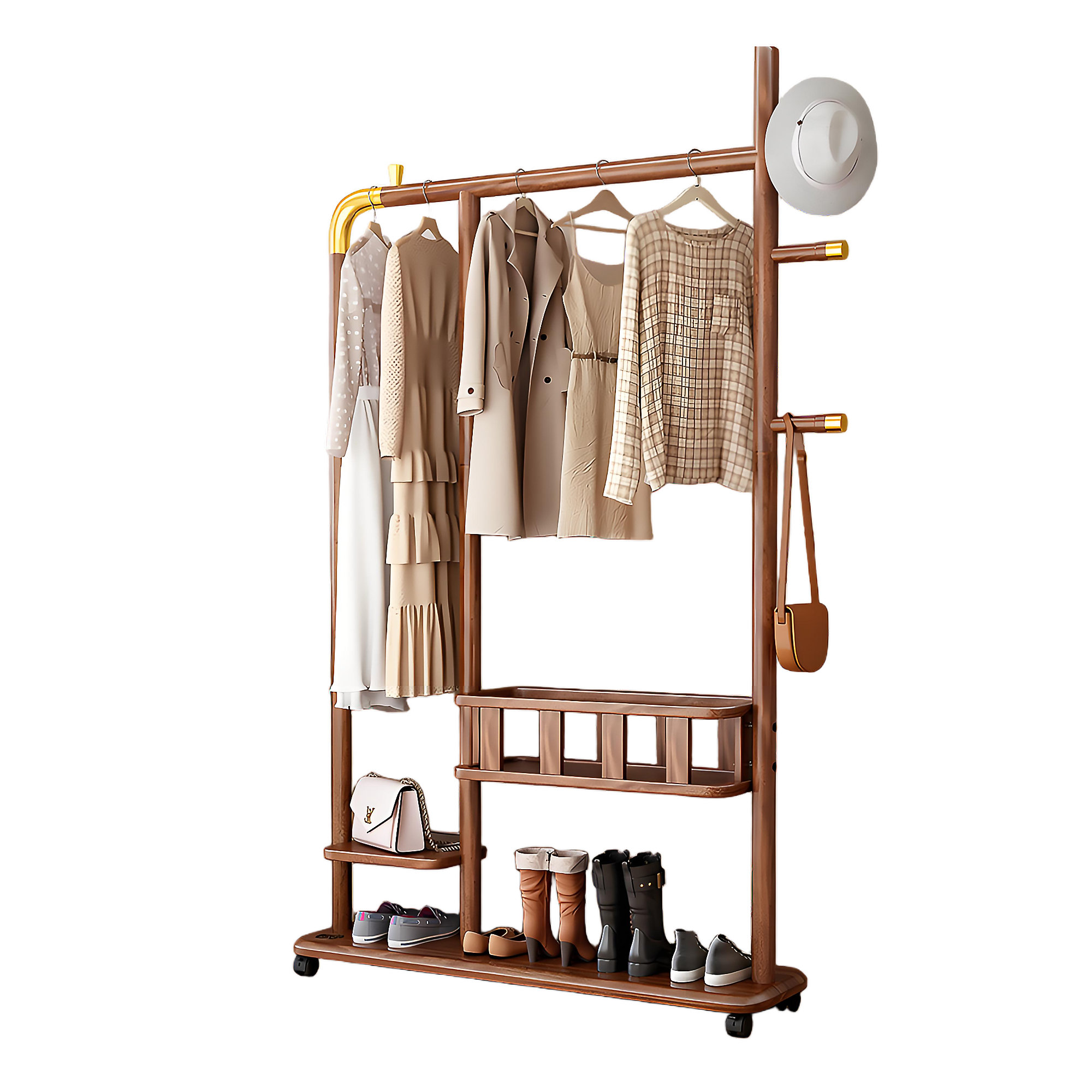 Hokku Designs Modern Solid Wood Floor-standing Coat Rack | Wayfair