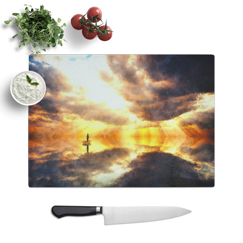 Tempered Glass Fishing Boat Chopping Board, 20 cm x 28.5 cm