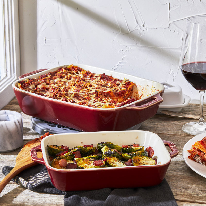 Staub Ceramic 2-piece Rectangular Baking Dish Set, Rustic Red