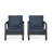 Set Of 2   28" All-Weather Aluminum Patio Armchairs With Thick Cushions & Black Frame-625948722
