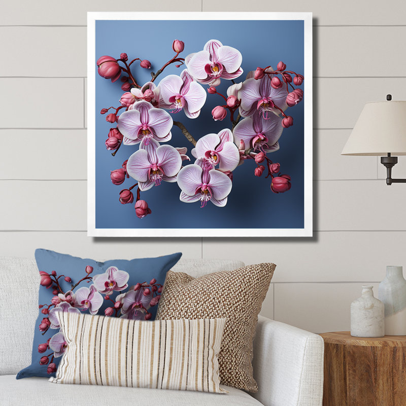 Pétales d'orchidées roses de sérénité, 24" H x 24" W, Gold Picture Framed