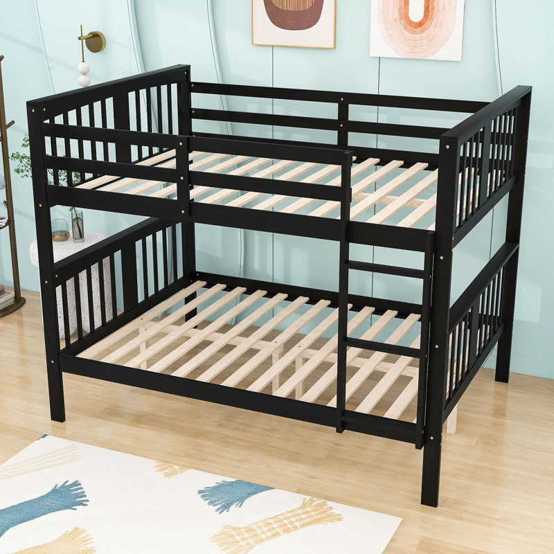 Full-Over-Full Bunk Bed With Ladder And Convertible Design, Espresso