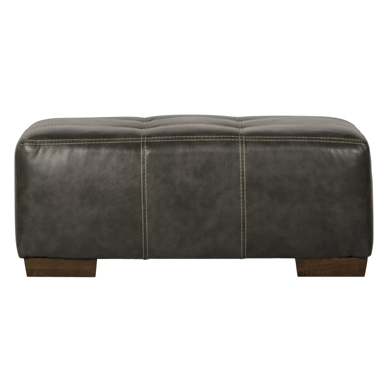 Peosta Faux Leather Ottoman, Steel