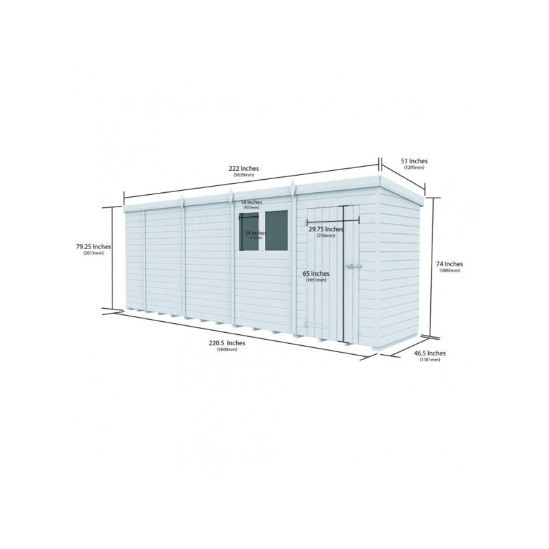 19x4 Pent Composite Shed