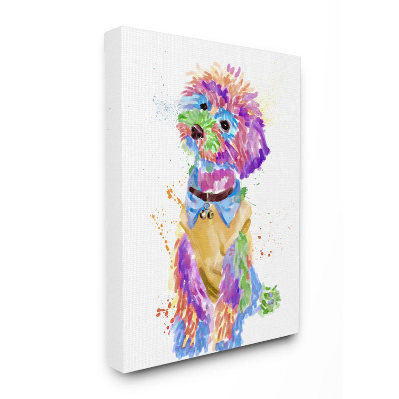 «Colorful Fun Pet Dog» par Ziwei Li - reproduction d'art, Toile tendue, H 48 po x l 36 po x 1,5 po