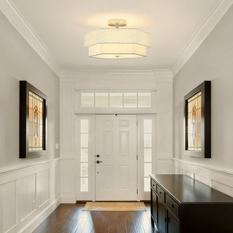 Luminaire de plafond semi-encastré à 3 lumières en métal et en tissu Muho pour salle à manger, salon, chambre à coucher, couloir, entrée, cuisine