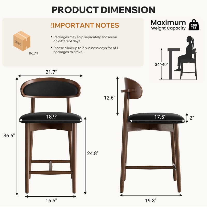 Upholstered Solid Wood Dining Chair With Footrest - Stylish And Comfortable Side Chair, 4, Black
