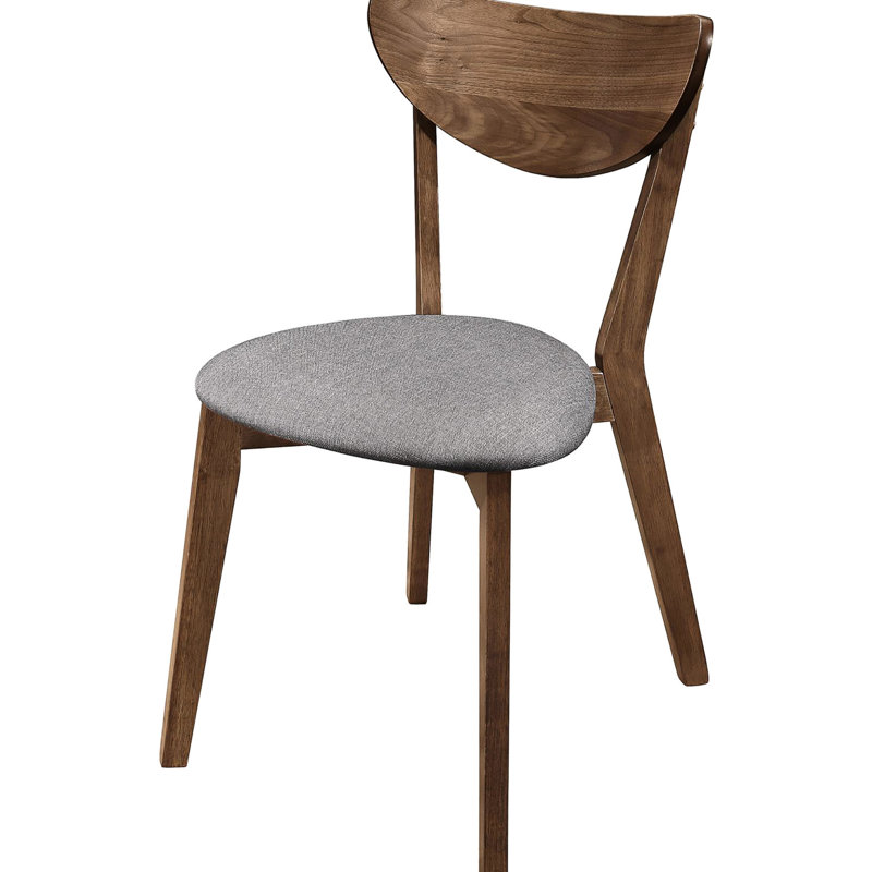 Mid-century Modern Dining Chairs - Natural Walnut & Grey Upholstered Chair Back (2 Chairs) Upholstery, Style