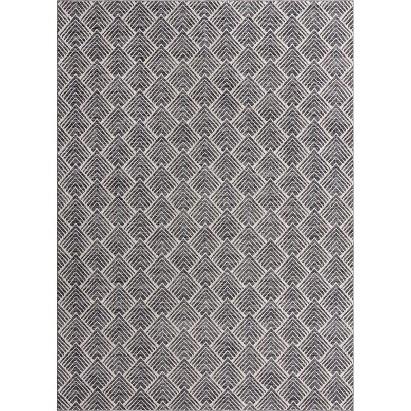 Tapis contemporain Ganesh couleur ivoire / gris anthracite, Rectangle 10 pi x 13 pi