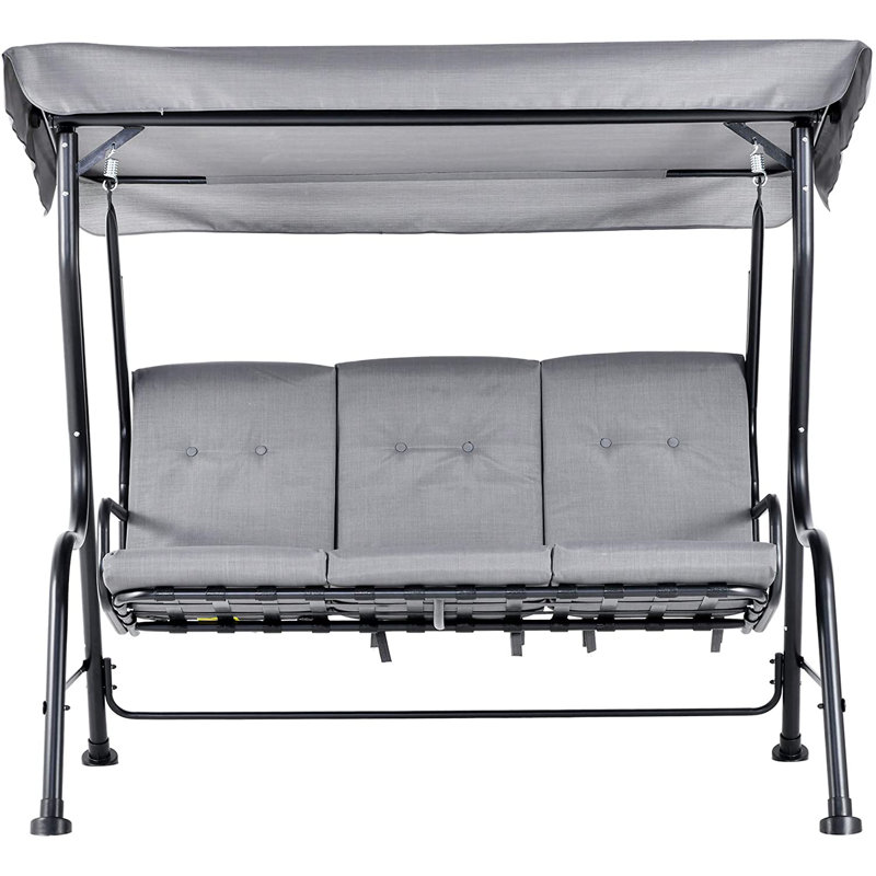 Aaryanna 3 Person Porch Swing with Canopy, Grey