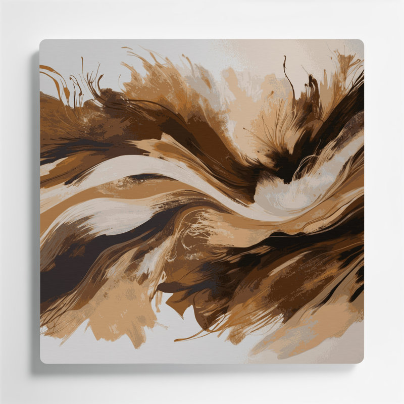 «Lyrical Abstraction 21», art mural en métal beige, H 16 po x l 16 po
