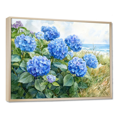 Hortensias dans le jardin côtier I - art mural grand hortensia