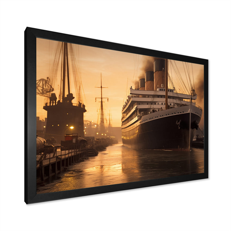 Photographie rétro de RMS Titanic I, reproduction d'art sur toile, H 34 po x l 44 po x P 1,5 po, Cadre photo noir simple