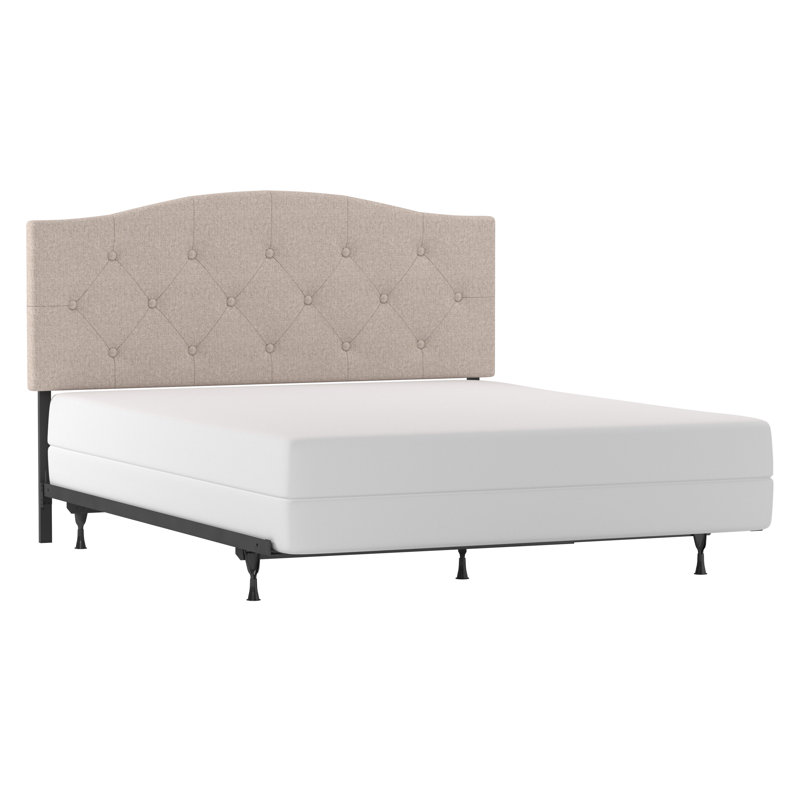 Aveen Upholstered Arch Adjustable Tufted Full/Queen Headboard with Frame, Queen, Beige