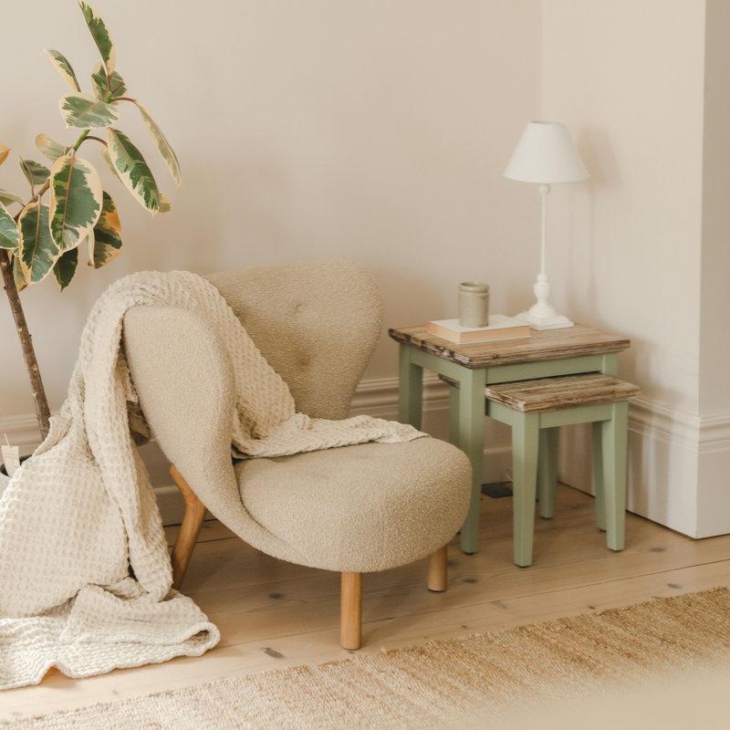 Doria Solid Wood Nesting Tables, Sage Green