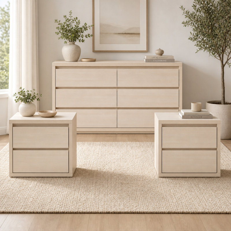 Dresser & Nightstand Set, Ivory White