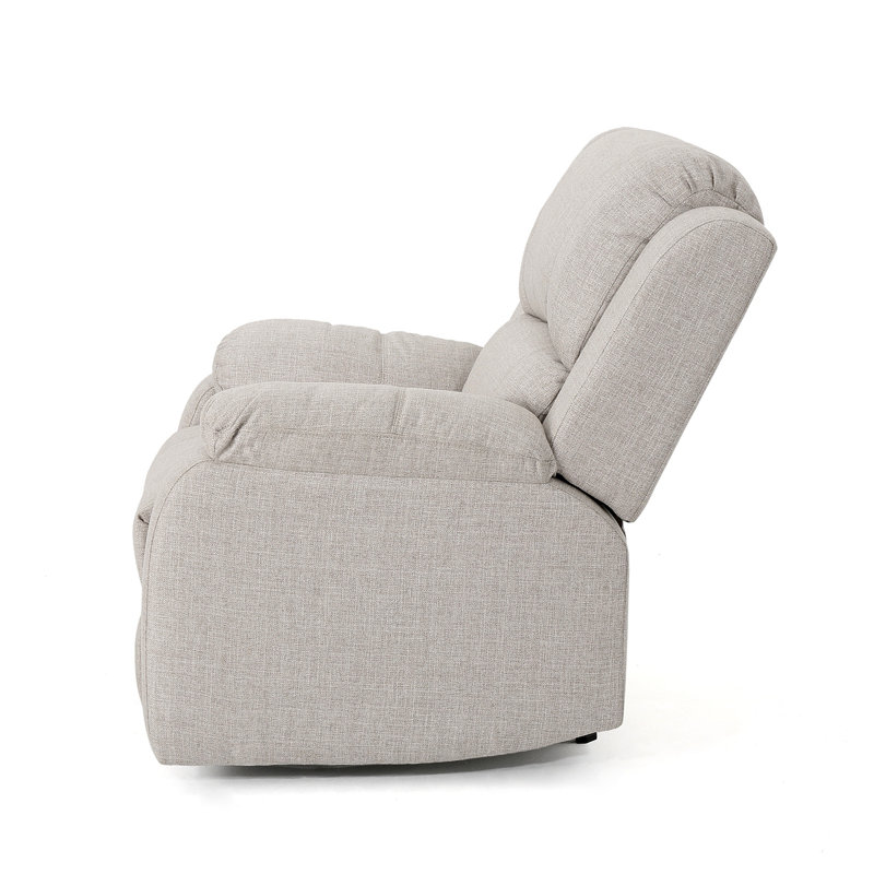 Fauteuil inclinable manuel en tissu de lin beige, dimensions 34,5 po x 39 po x 39 po