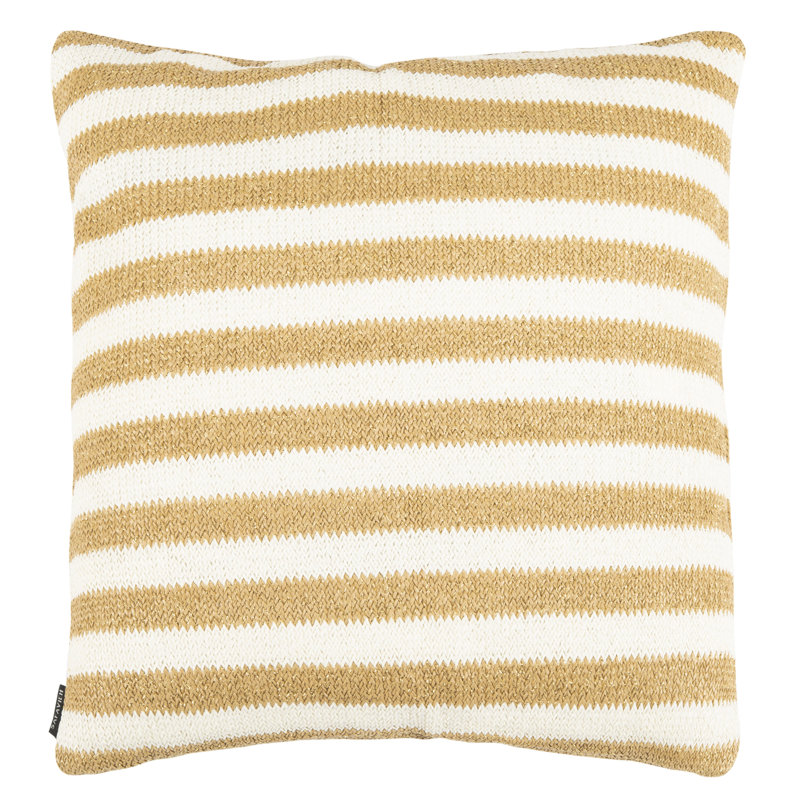 Glenna 20" Square White and Yellow Striped Pillow