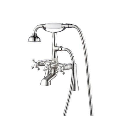 3 Handle Bathroom Clawfoot Tub Faucet with Diverter