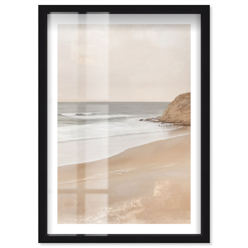 Impression de boîte-cadre déserte de paysage marin par Notoriart, H 55 po x l 37 po, Noir