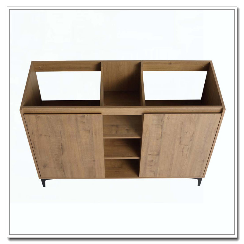 Meuble-lavabo autoportant avec portes à fermeture douce et support de rangement ouvert