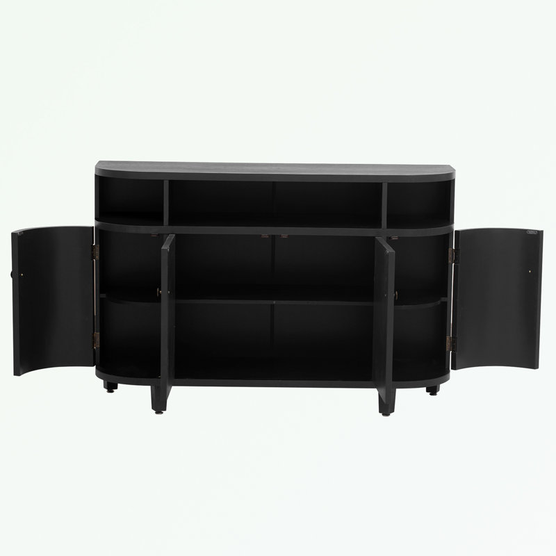 Armoire avec quatre portes et tablettes réglables, Noir