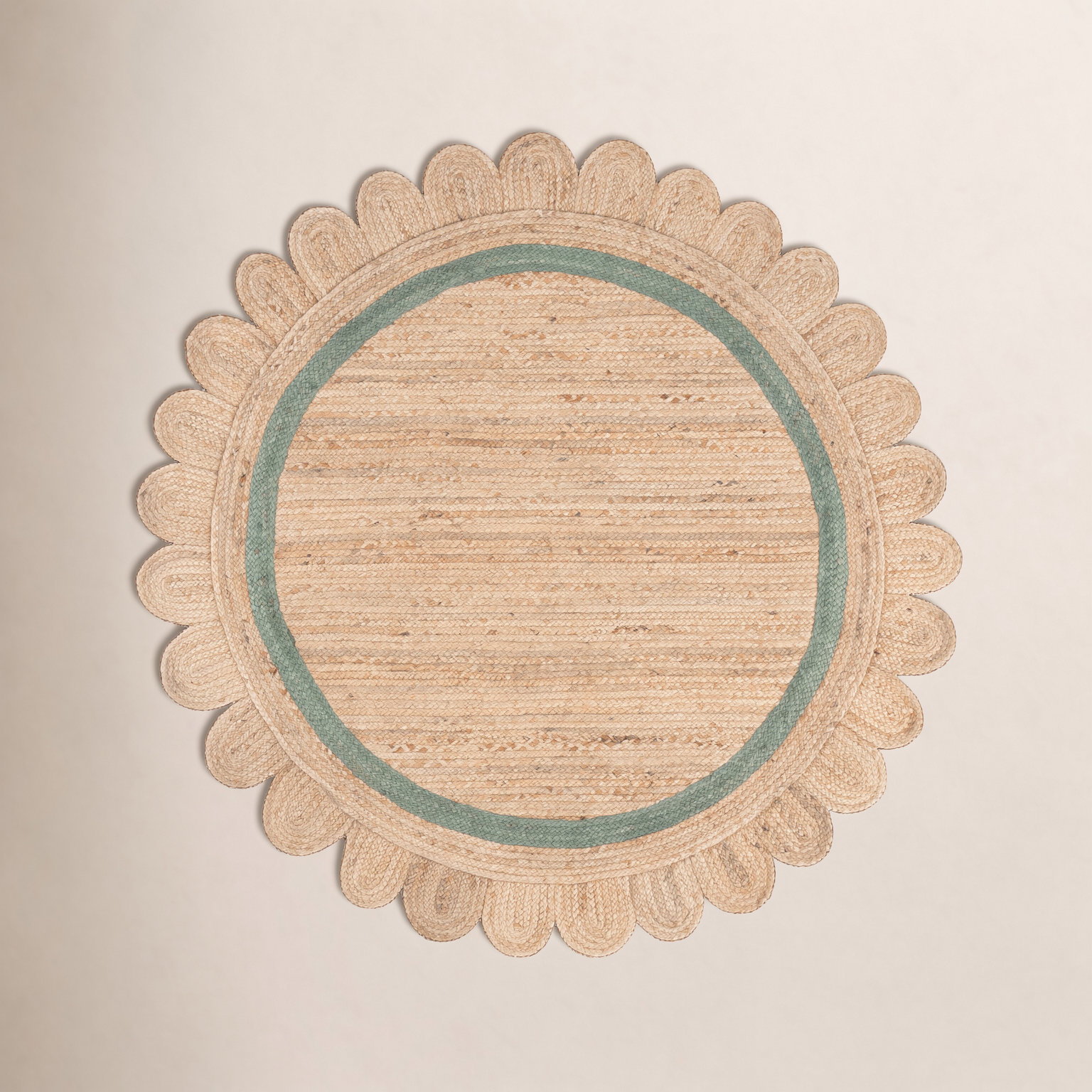 Inaki Hand-Woven Geometric Jute Rug, Round 6'