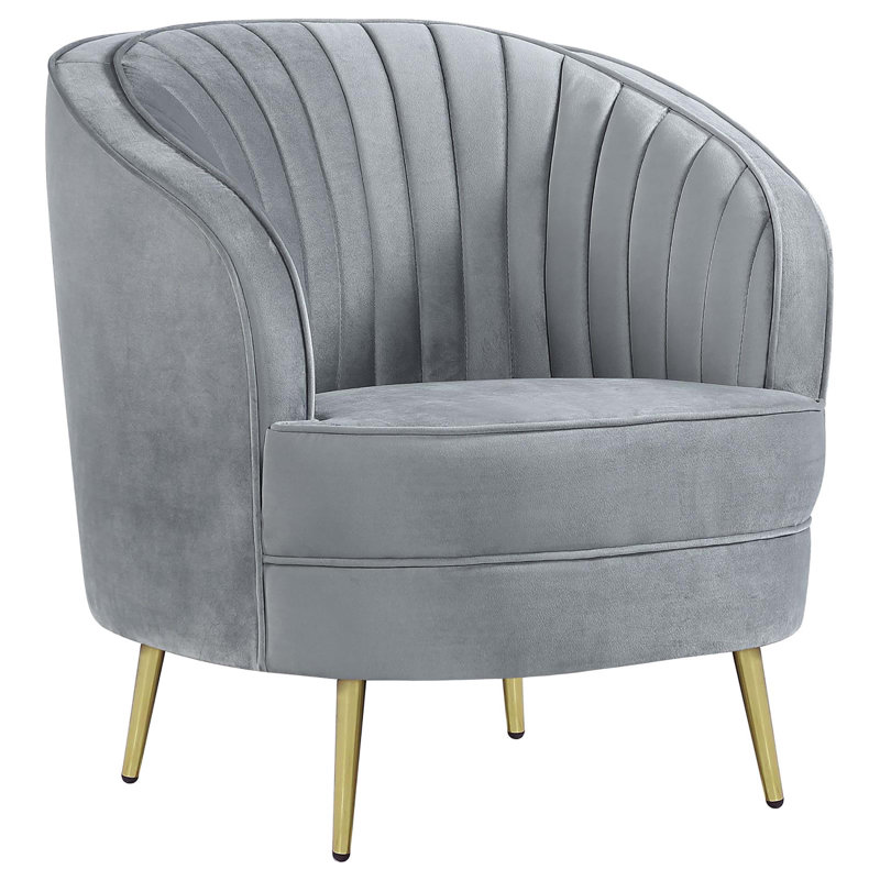 Chaise capitonnée grise et dorée