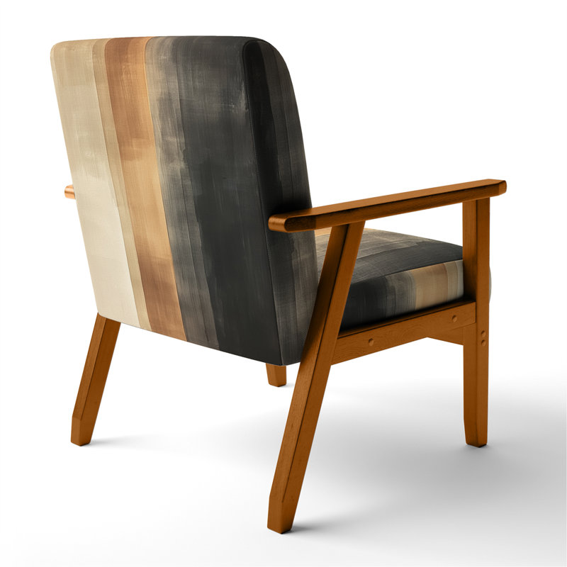 Chaise rembourrée Abstract Modern, Accoudoirs carrés bruns