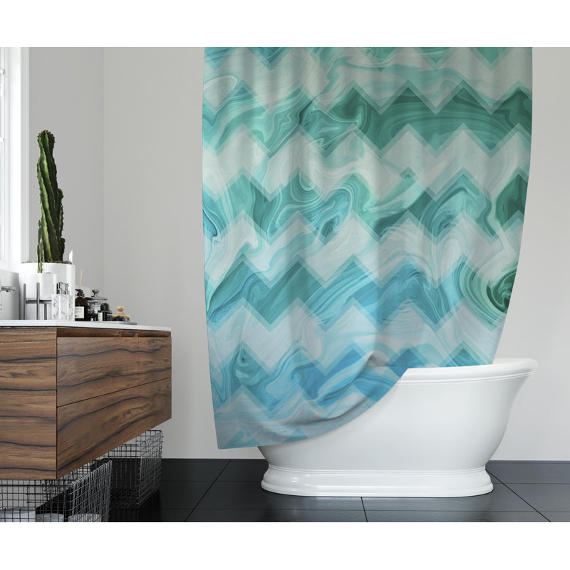 Rideau de douche simple à chevrons Alanta, H 70 po x l 71 po