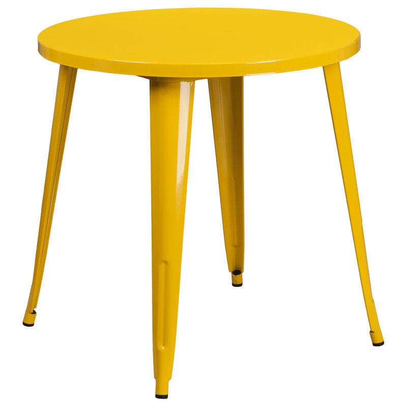 Brinson Round Steel Bistro Set, Yellow, 17.5"