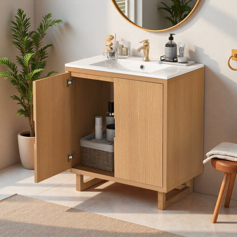 30" Bathroom Vanity Set With Sink, Burly Wood