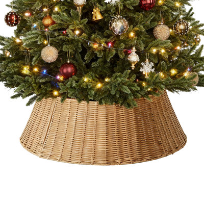 Collier de sapin de Noël, accessoire de jupe d'arbre de Noël tissé avec découpe de cordon